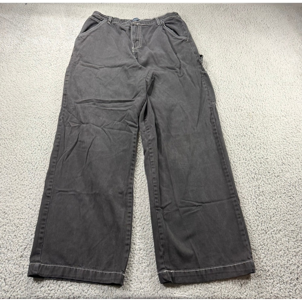 Aeropostale Womens Carpenter Pants Black Contrast Stitch Wide Leg Utility Large